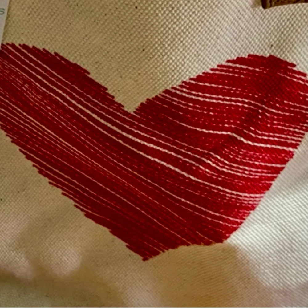 Anthropologie- Maurices Heart Canvas Tote NEW